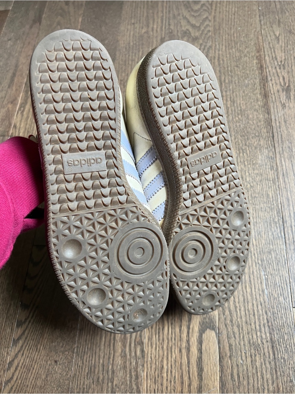 adidas samba Cream Sneakers with Lavender Stripes women’s size 7 - Picture 5 of 6